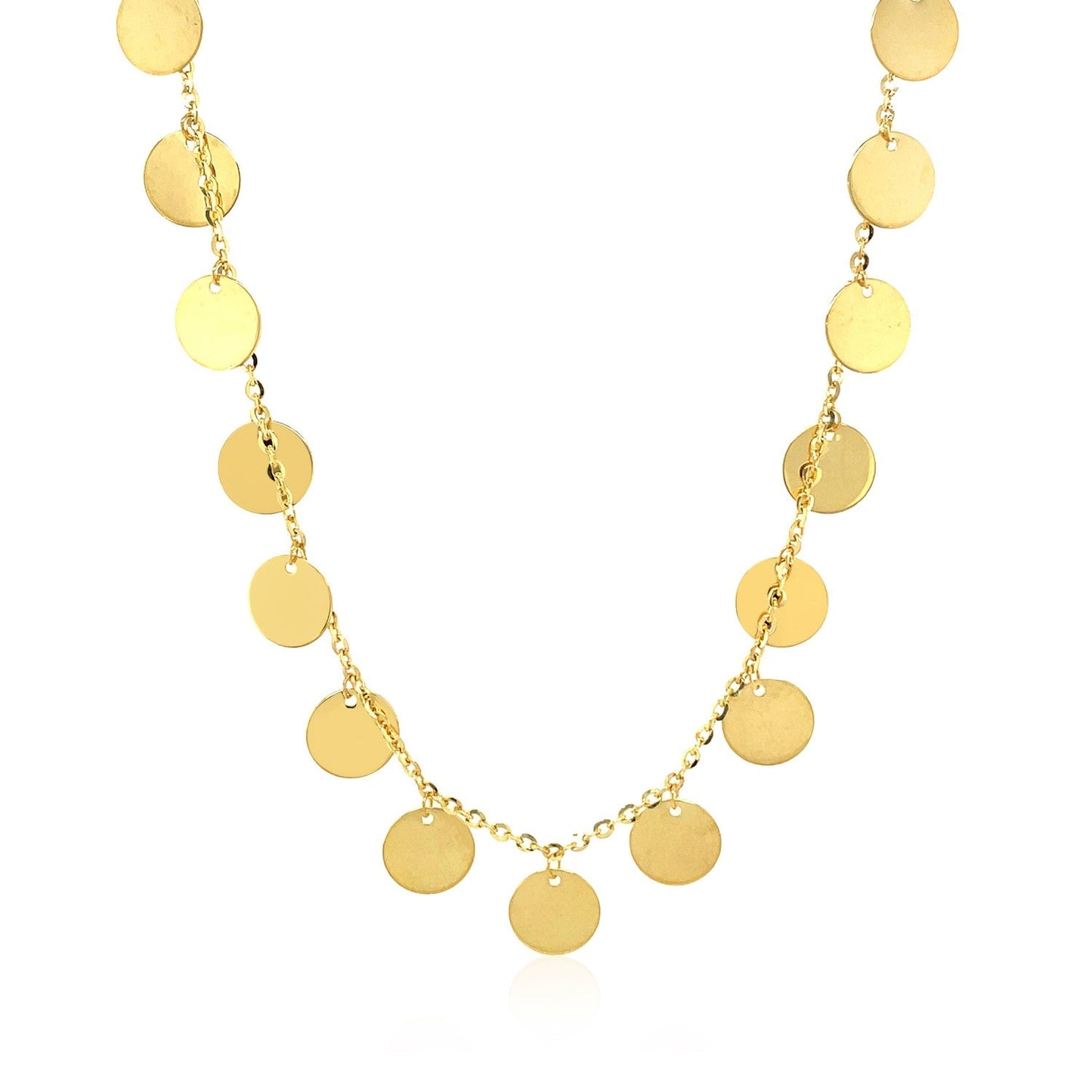 Choker-Halskette mit polierten Scheiben aus 14 Karat Gelbgold