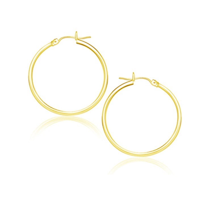 Boucles d'oreilles créoles polies en or jaune 10 carats, 25 mm