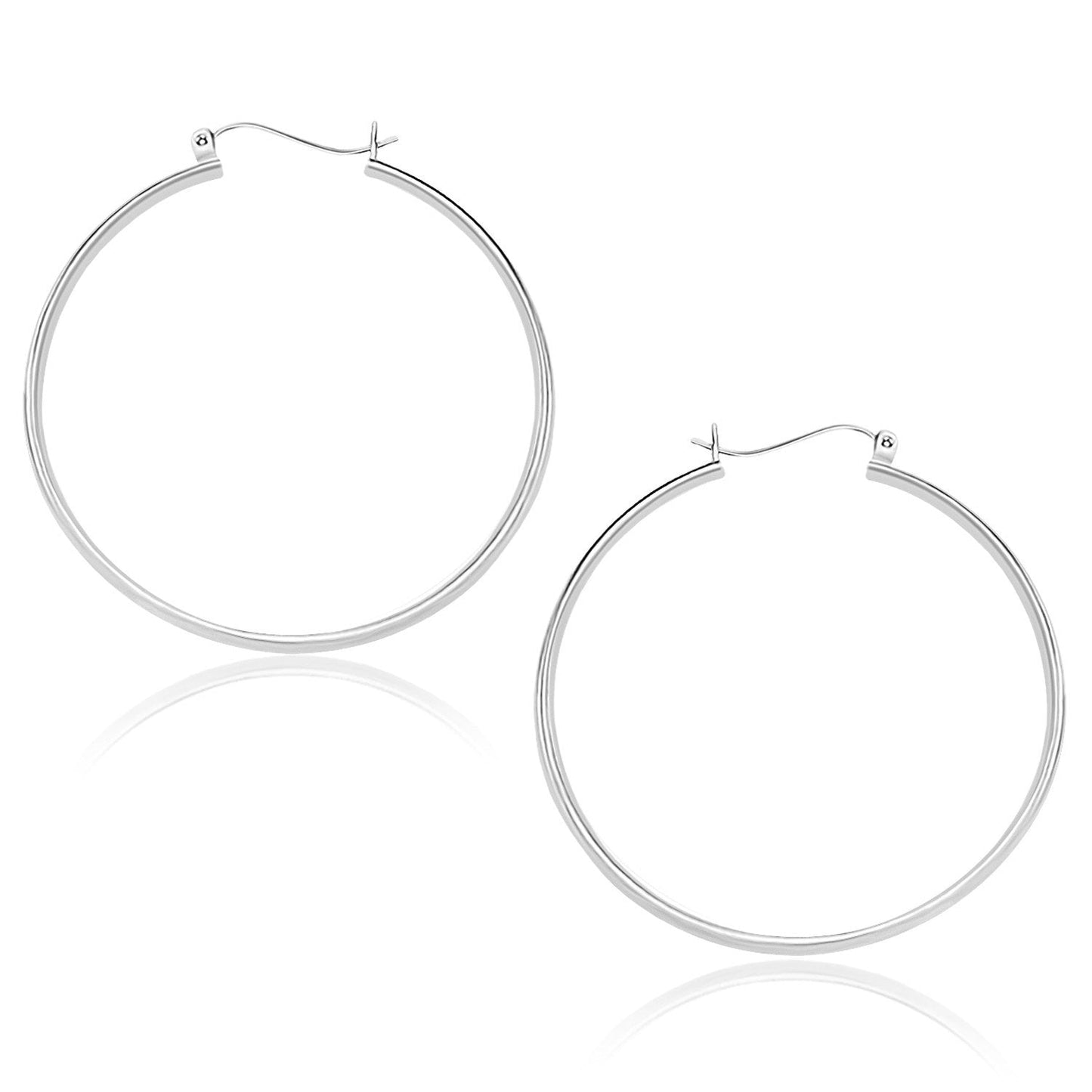 10 Karat Weißgold polierte Kreolen (40mm)
