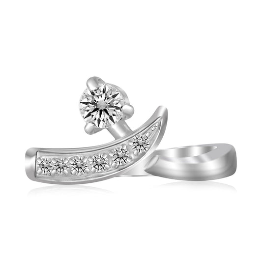 Zehring aus Sterlingsilber, rhodiniert, mit überkreuzten Zirkonia