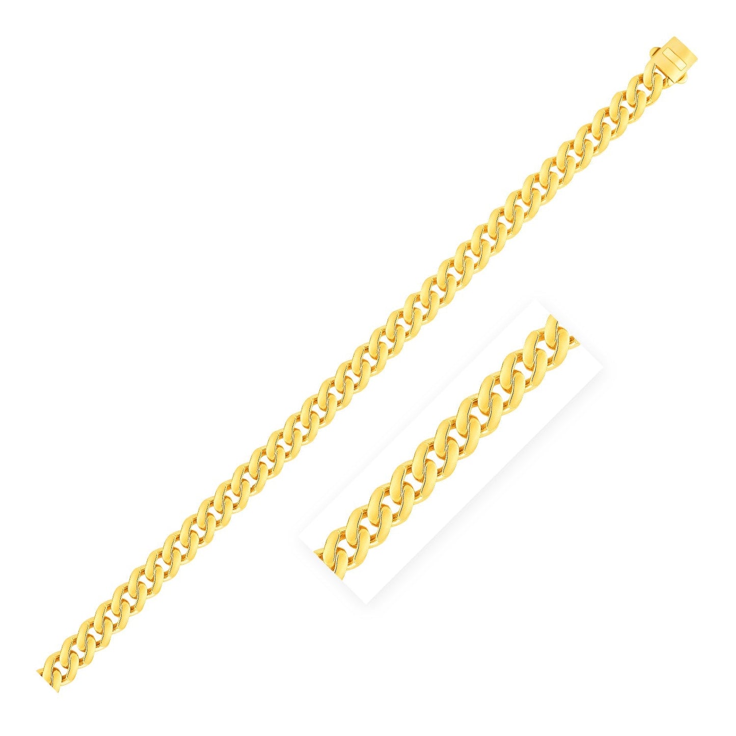 Bracelet chaîne cubaine Miami en or jaune 14 carats poli