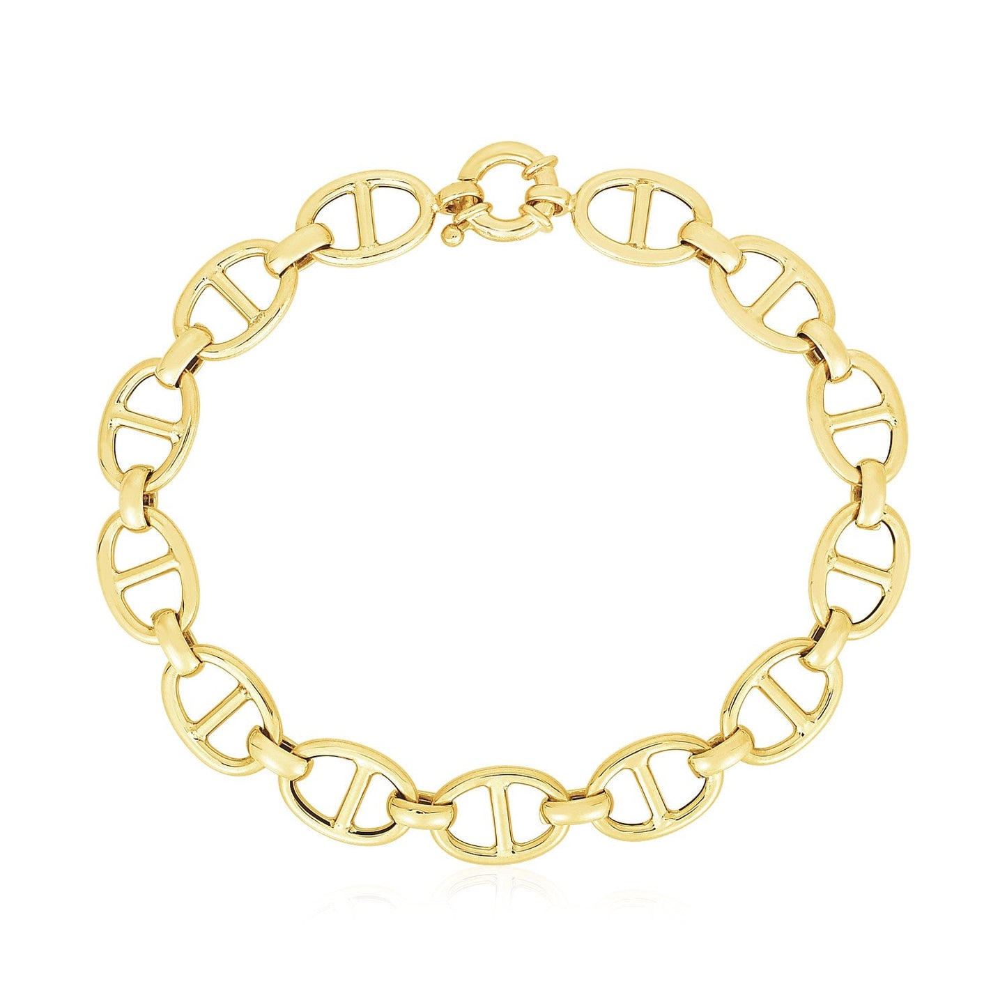14k Gelbgold Hochglanz Mariner Ankerkette Armband (8,8mm)