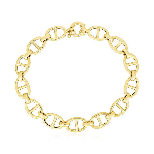 14k Gelbgold Hochglanz-Mariner-Gliederarmband (8,80 mm)
