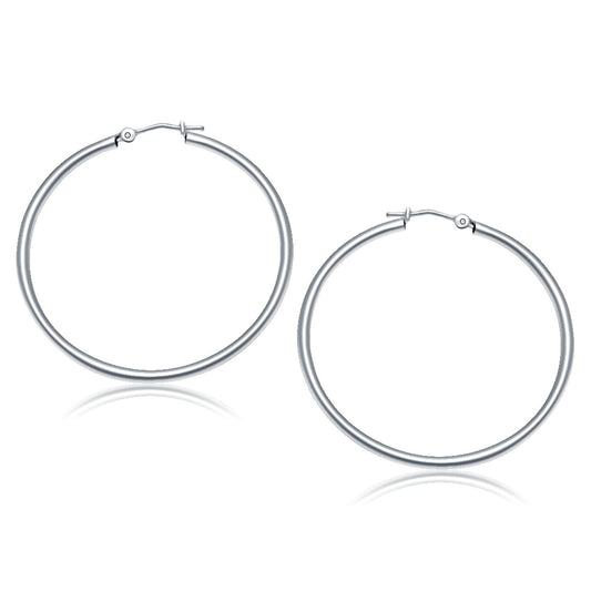 Créoles en or blanc 10 carats poli (2x40 mm)