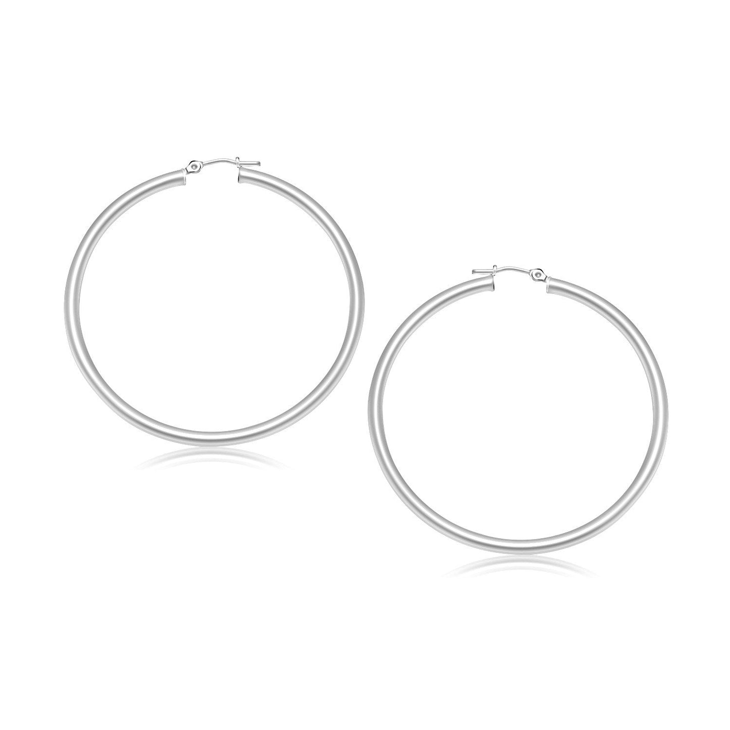 Ohrringe aus 10k Weißgold, poliert (30 mm)