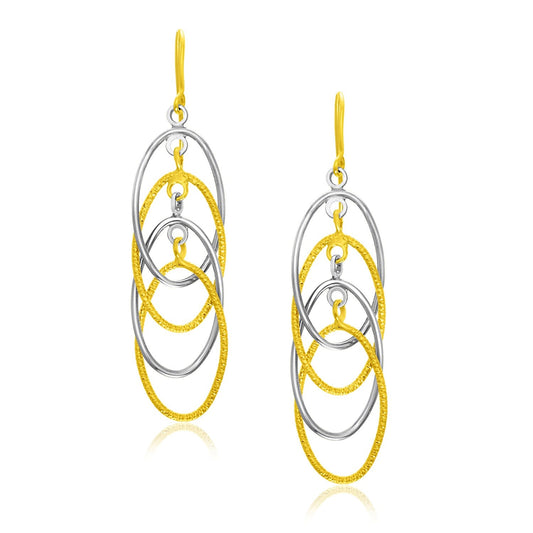 Boucles d'oreilles entrelacées multi-couches en or deux tons 14 carats
