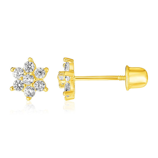 14 Karat Gelbgold Blumen Kinderohrringe (5mm)