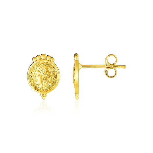 Ohrstecker mit Kameenmotiv aus 14 Karat Gelbgold