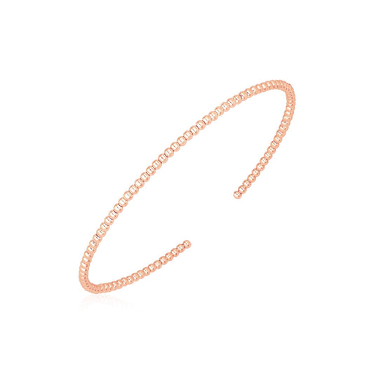 Bracelet jonc en or rose 14 carats, perles polies (2 mm)
