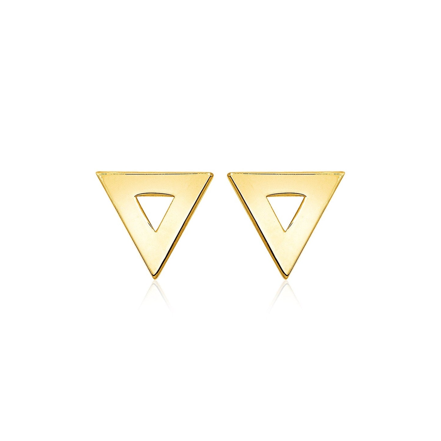 Boucles d'oreilles clous en or jaune 14 carats poli en forme de triangle ouvert