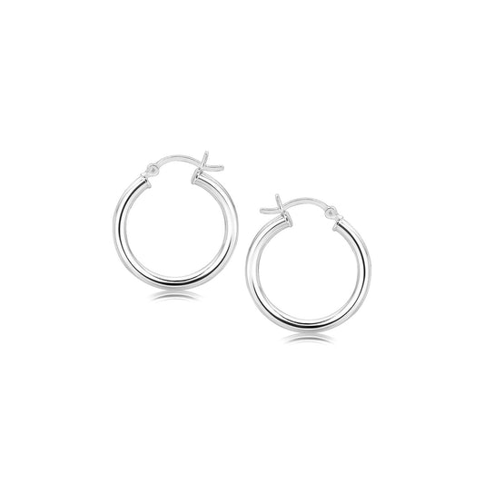 Ohrringe Creolen mit poliertem Motiv aus Sterlingsilber, rhodiniert (3x20mm)