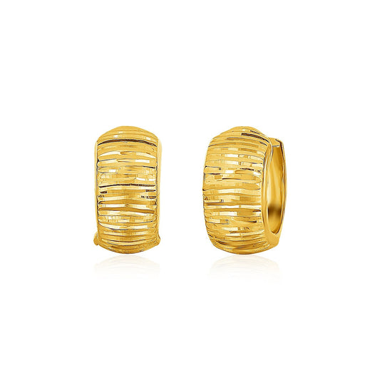 14 Karat Gelbgold Creolen mit Diamantschliff-Design
