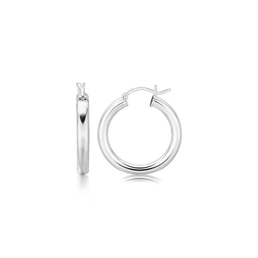 Ohrringe Creolen rhodiniert aus Sterlingsilber, dick, poliert (4x25mm)