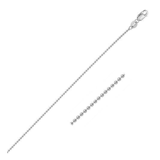 Chaîne maille billes en or blanc 14k 1,0 mm (1,00 mm)
