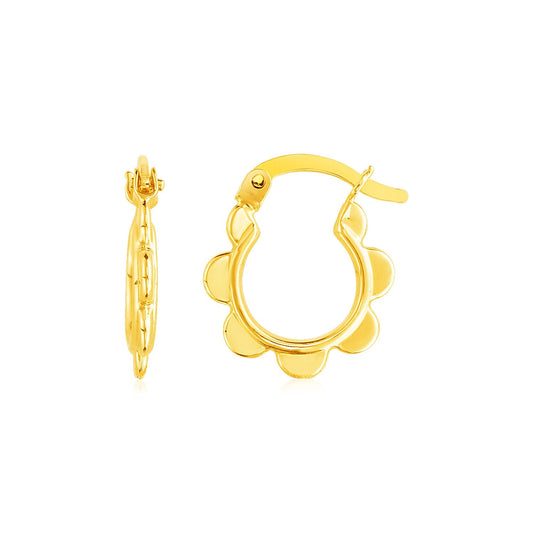 14 Karat Gelbgold Kreolen mit Wellenschliff