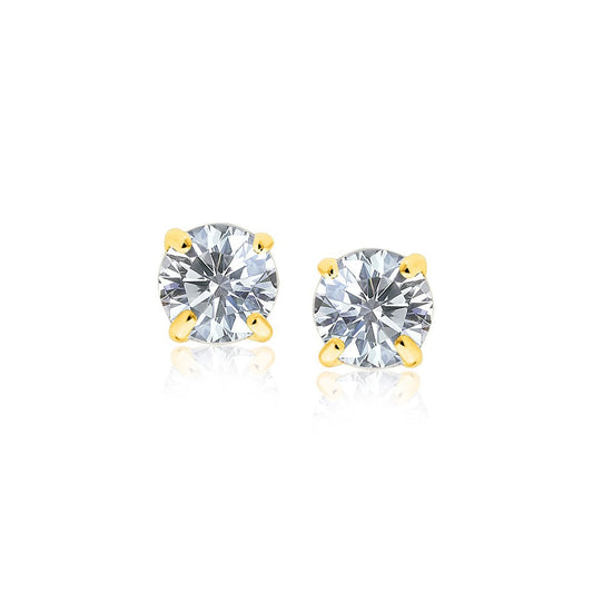 Ohrstecker aus 14 Karat Gelbgold mit facettierten Zirkonia in Weiß (6mm)