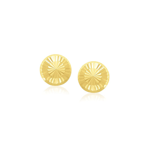 Ohrstecker aus 14 Karat Gelbgold, strukturiert, flacher Stil (6 mm)