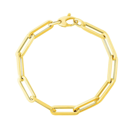 14K Gelbgold Extra Breite Paperclip-Kettenarmband (6.10 mm)