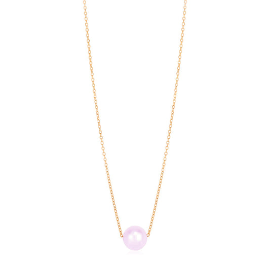 14 Karat Roségold Perlen-Solitär-Halskette