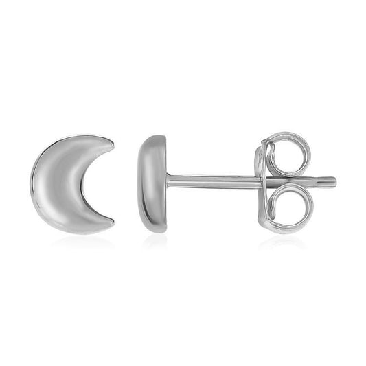 Boucles d'oreilles clous en or blanc 14 carats avec lunes
