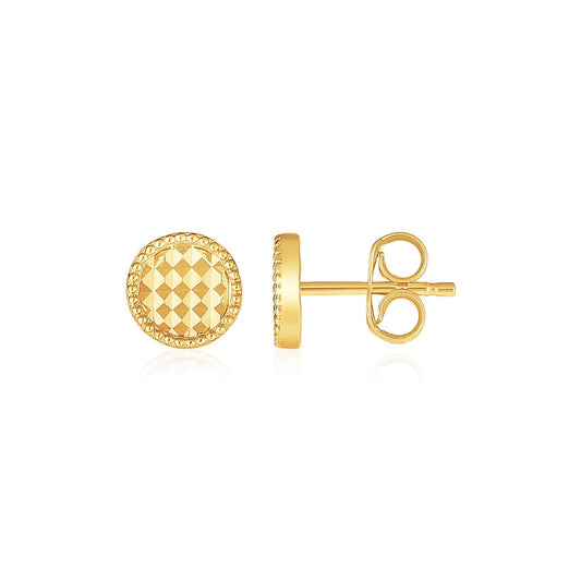Ohrstecker aus 14 Karat Gelbgold mit texturiertem Kreisdesign