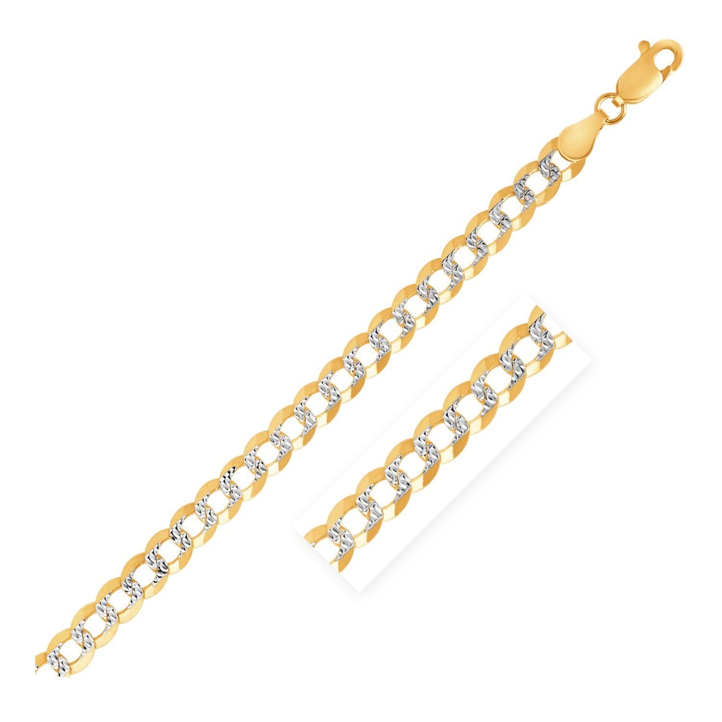 Bracelet gourmette pavé or bicolore 14 carats (3,60 mm)