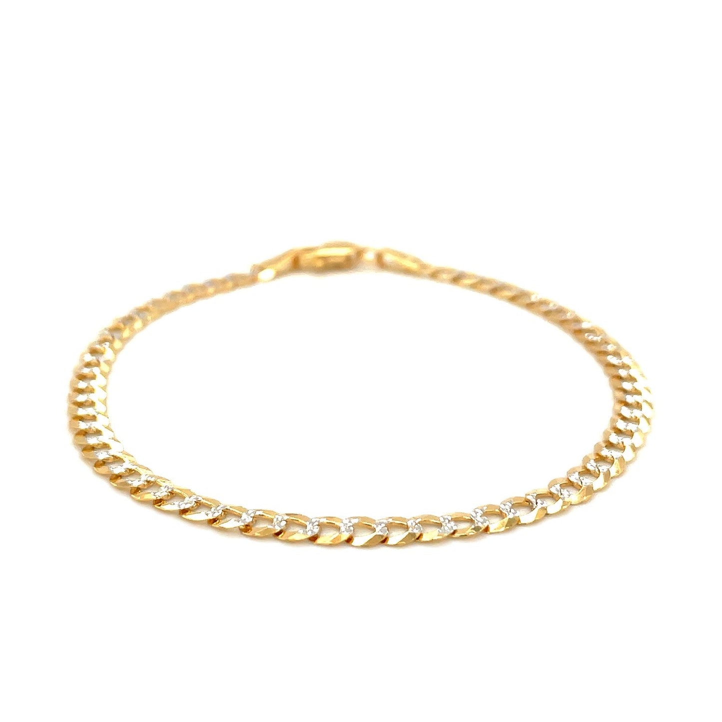 Bracelet gourmette pavé or bicolore 14 carats (3,60 mm)