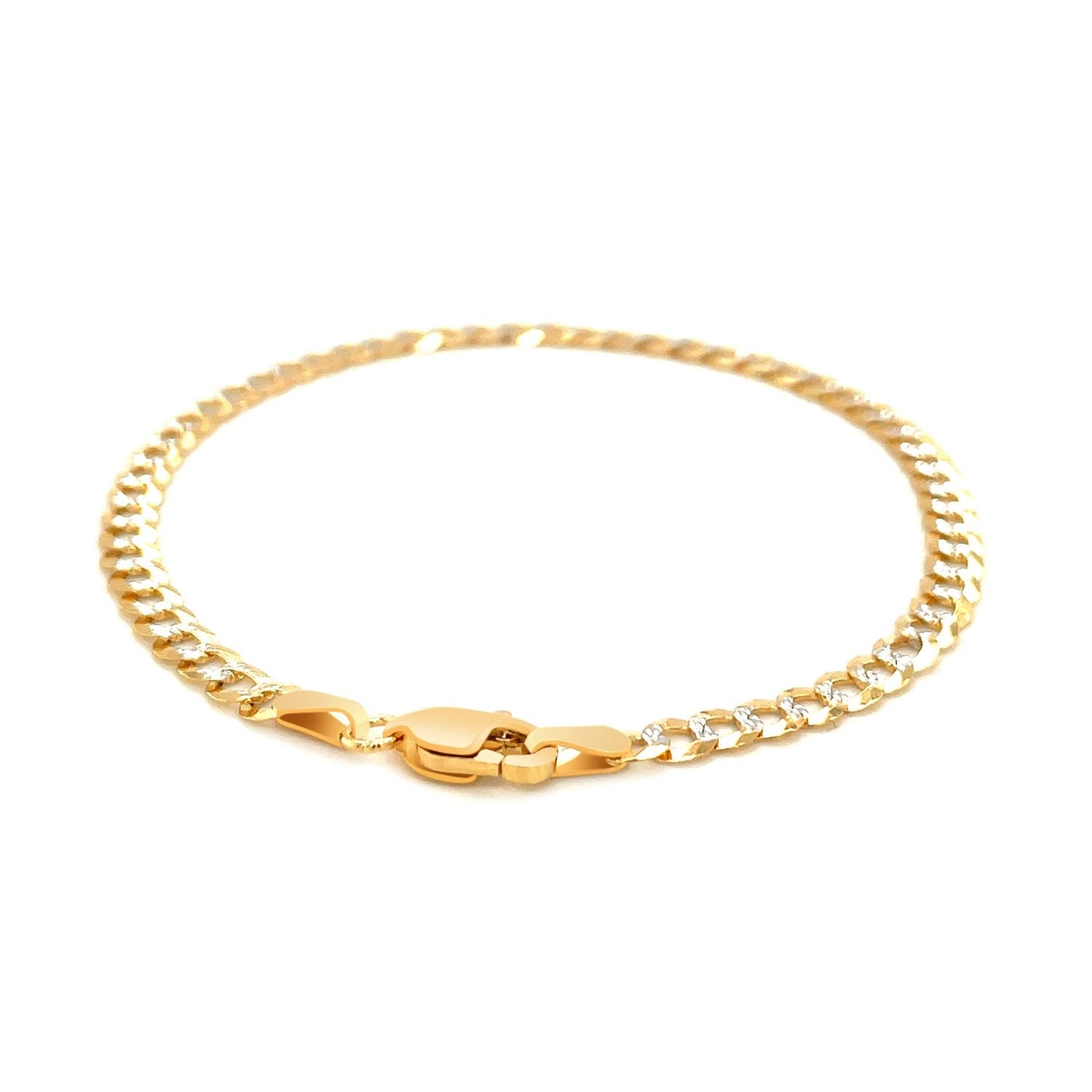 Bracelet gourmette pavé or bicolore 14 carats (3,60 mm)