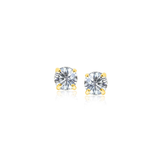 Ohrstecker aus 14 Karat Gelbgold mit facettierten Zirkonia in Weiß (3 mm)