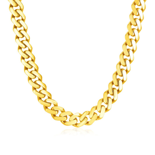 14 Karat Gelbgold polierte Miami Cuban Gliederkette Halskette