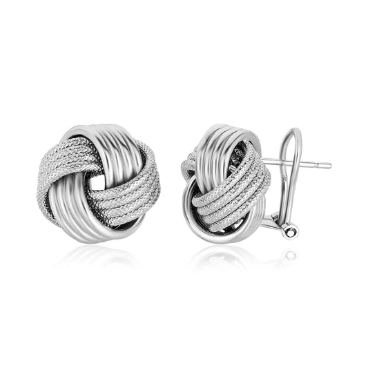 Ohrringe aus Sterlingsilber mit geriffelter Textur und Liebesknoten (14 mm)