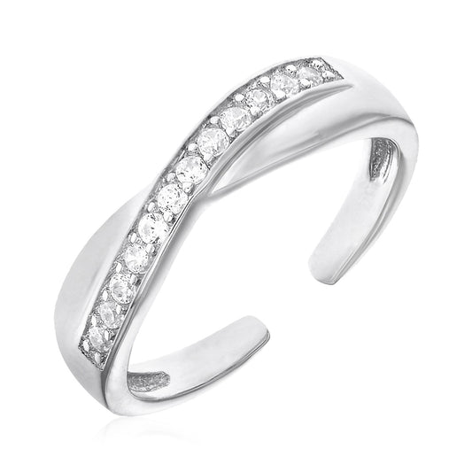Zehenring mit Überkreuzmotiv aus Sterlingsilber mit Zirkonia