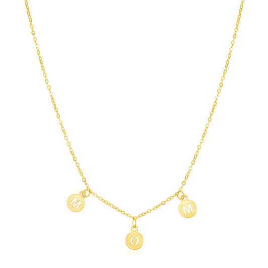 14K Gelbgold Mom Halskette mit Kreisanhängern