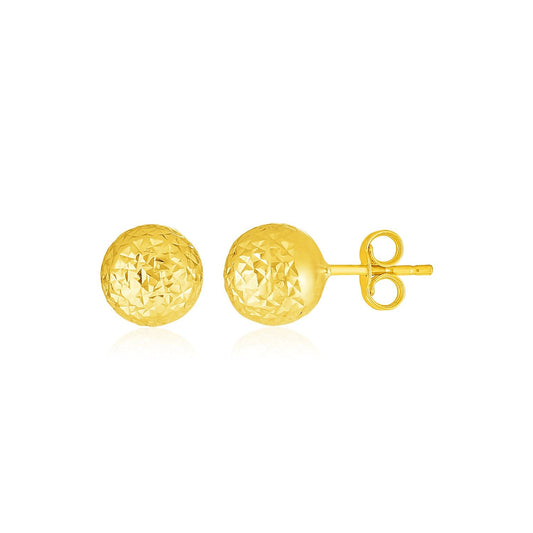 Ohrstecker aus 14 Karat Gelbgold, Kugelform mit Kristallschliff-Textur (5 mm)