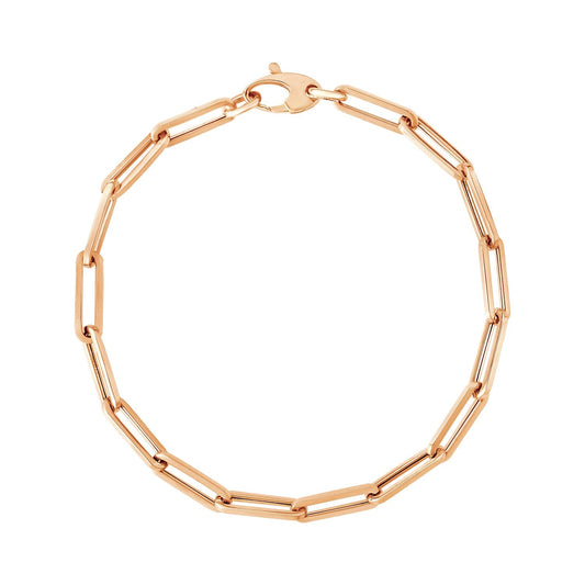 Bracelet en or rose 14 carats, maille trombone épaisse