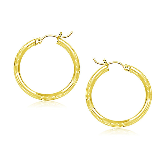 Boucles d'oreilles créoles en or jaune 10 carats taillées diamant (3x20mm)