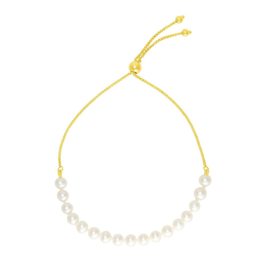 Bracelet d'amitié ajustable en or jaune 14 carats avec perles