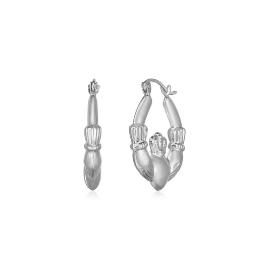 Creolen mit Claddagh-Symbol, 14 Karat Weißgold