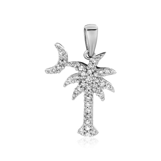 Anhänger aus Sterlingsilber: Palme und Halbmond mit Zirkonia
