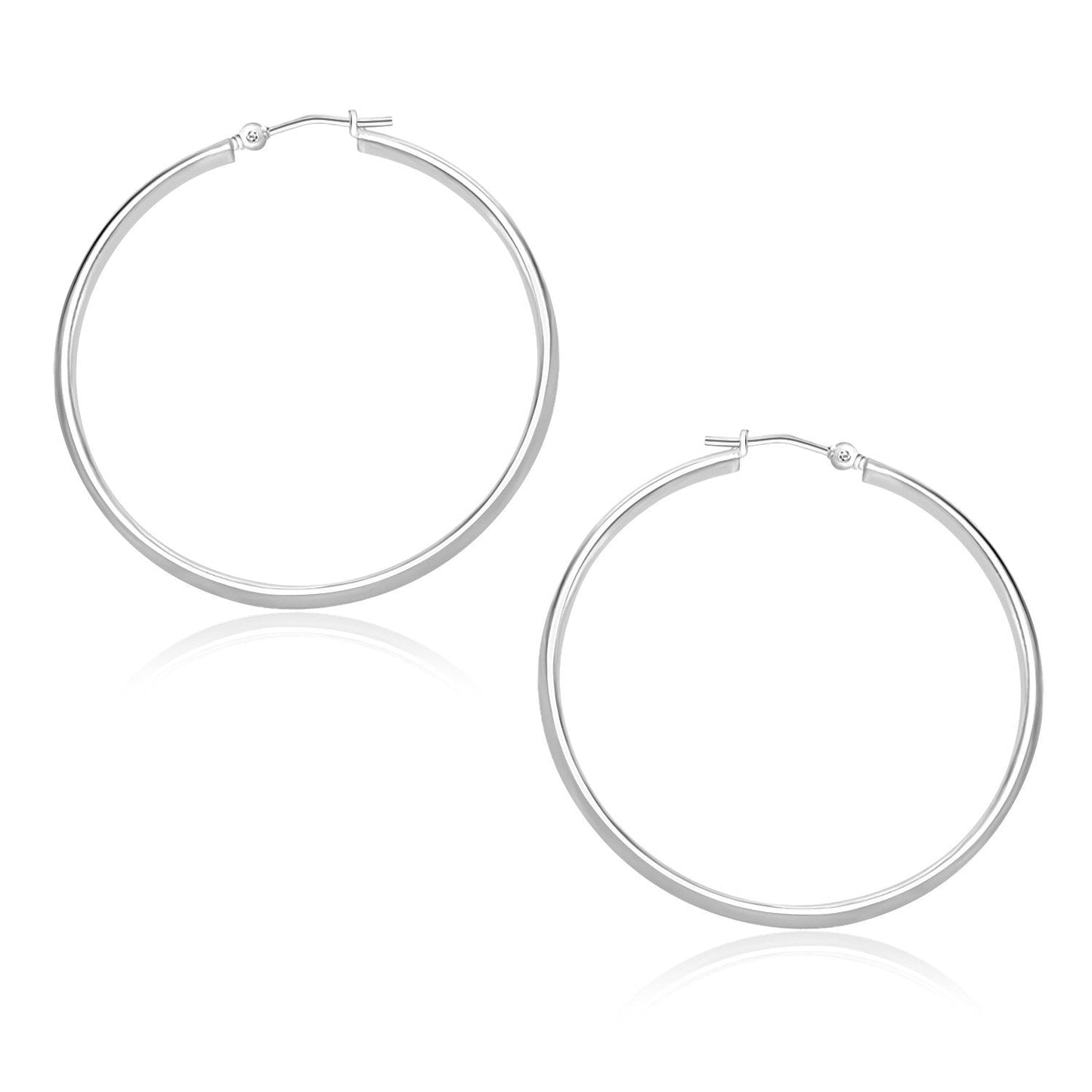 10 Karat Weißgold polierte Kreolen (30mm)