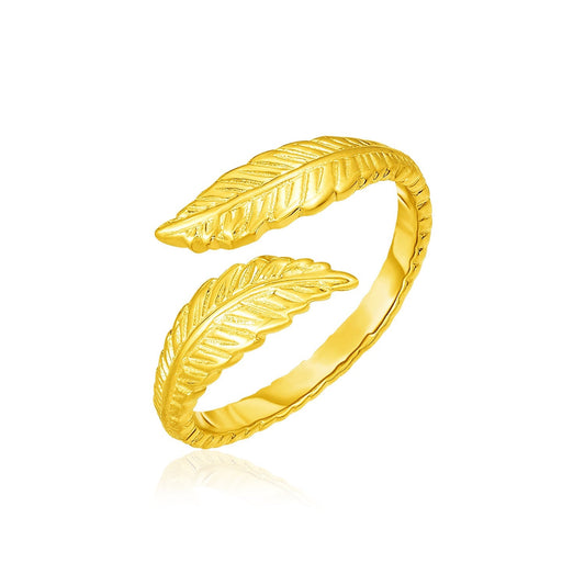 14 Karat Gelbgold Zehenring im Wickeldesign mit Blättern