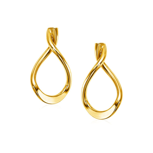14 Karat Gelbgold Polierte Tropfenohrringe