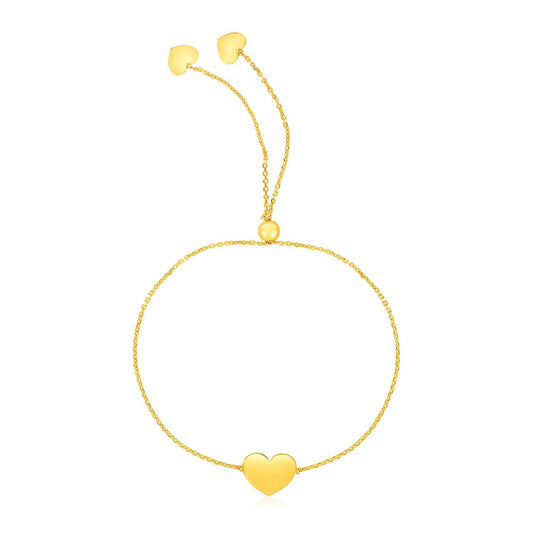14 Karat Gelbgold verstellbares Herzarmband (0,90 mm)