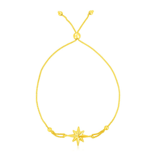 Bracelet ajustable en or jaune 14 carats avec étoile
