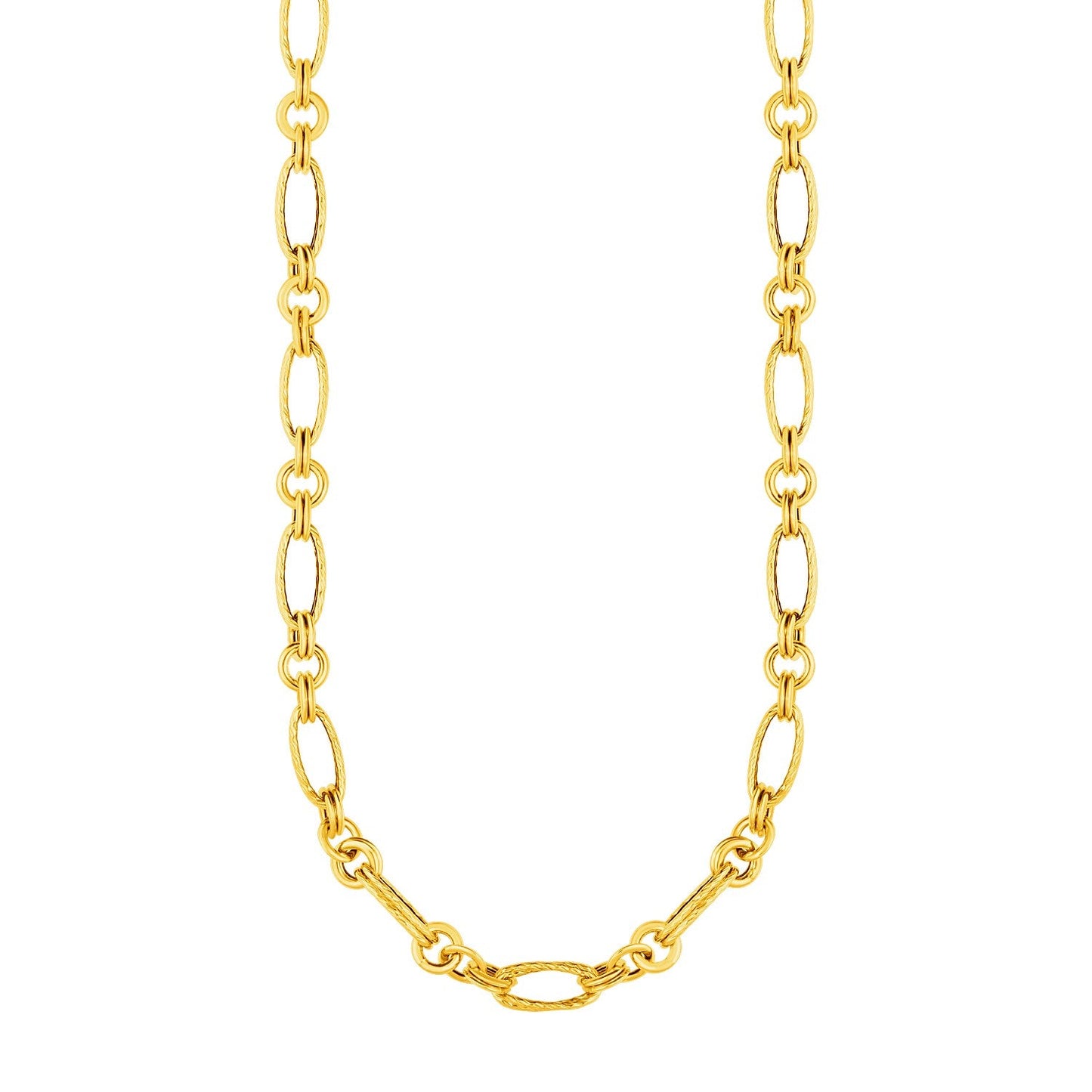 Collier maillons torsadés et polis en or jaune 14 carats