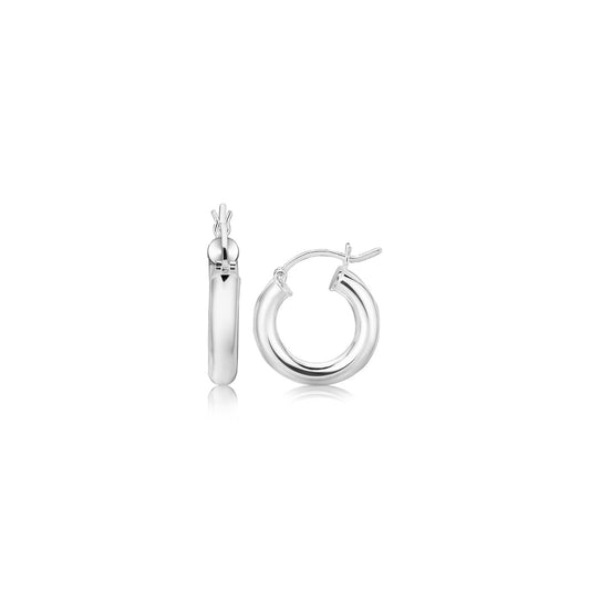 Ohrringe aus Sterlingsilber, dick, poliert, mit Rhodiumbeschichtung (15 mm)