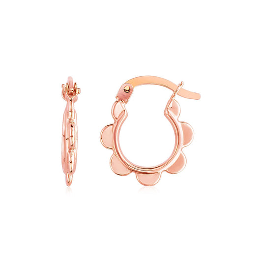 Boucles d'oreilles créoles festonnées en or rose 14 carats
