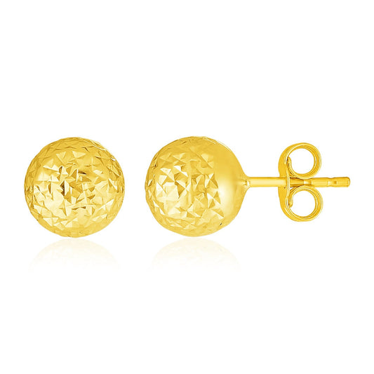 Ohrringe aus 14 Karat Gelbgold mit Kugeln und Kristallschliff-Textur (7 mm)