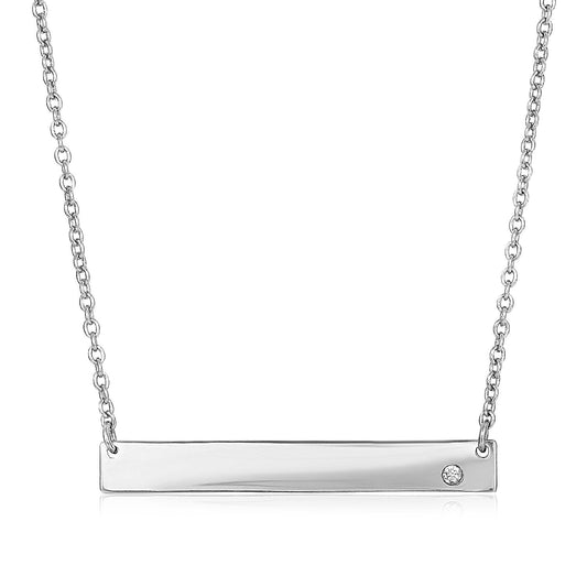 Halskette aus poliertem Sterlingsilber mit Zirkonia-Stab