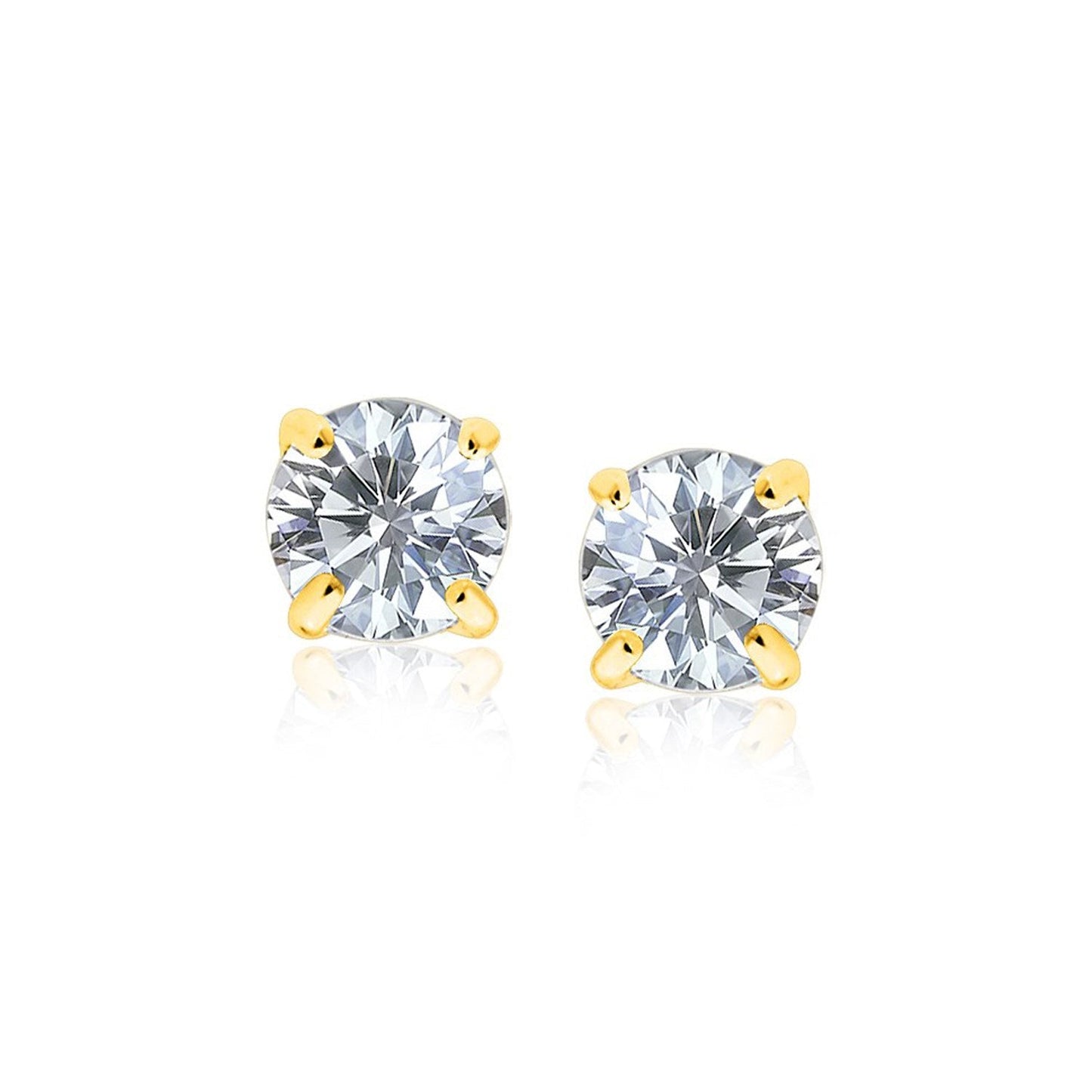Ohrstecker aus 14k Gelbgold mit facettierten Zirkonia in Weiß (7mm)